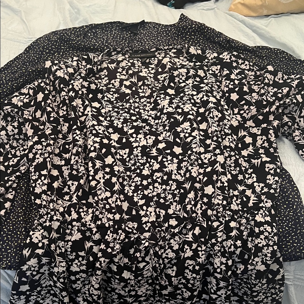 Lane Bryant Navy and White Floral Top